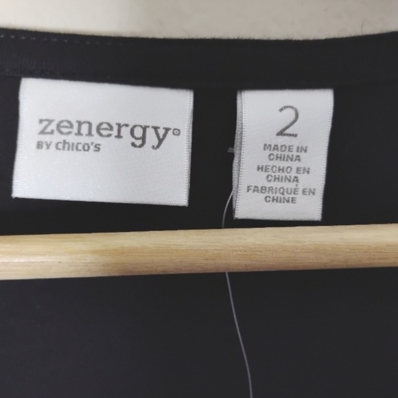 Chico’s Zenergy Erica Top L Black Sparkle 3/4 Sleeve Modal NEW - Picture 6 of 10